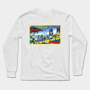 Greetings from Santa Catalina Island - Vintage Large Letter Postcard Long Sleeve T-Shirt